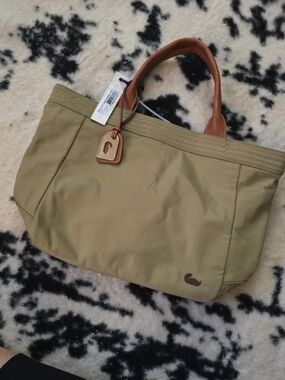 Dooney & Bourke Olive Tote with Brown Leather Handles